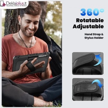 Smūgiams atsparus 360 dėklas su dirželiu (Samsung Galaxy Tab S10 Fe Plus)
